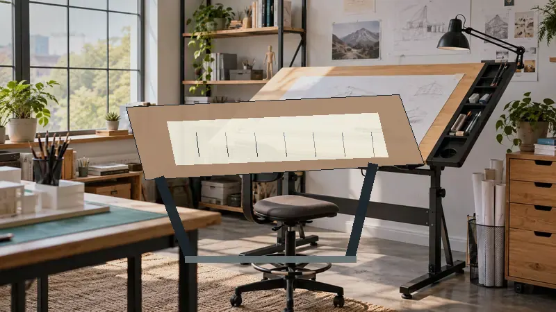 Best Drafting Tables on Wheels in a professional drafting workspace with blueprints and drawing tools