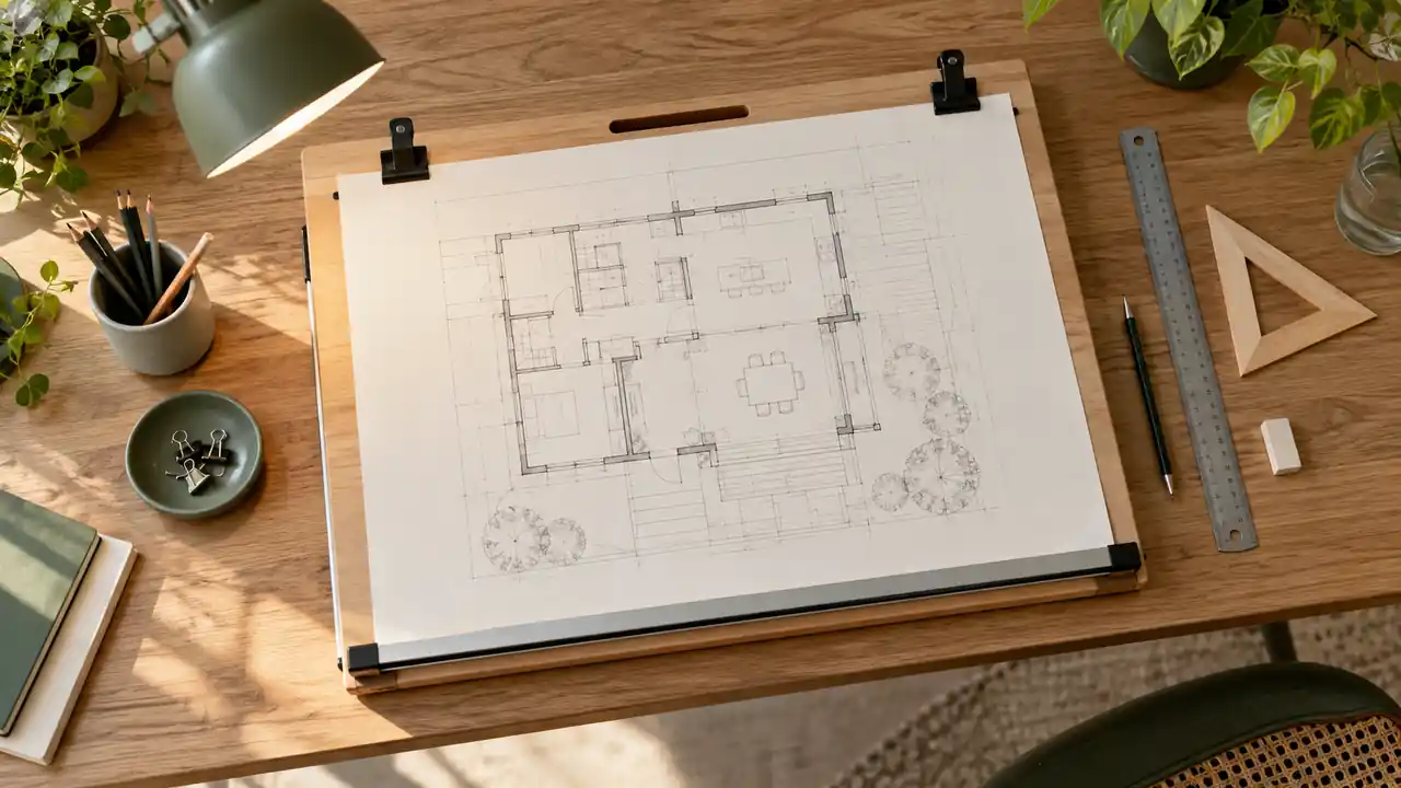 What Size Drawing Board Do You Need for A3 Paper?: An A3 sheet of paper fitted on a portable drawing board beside a ruler
